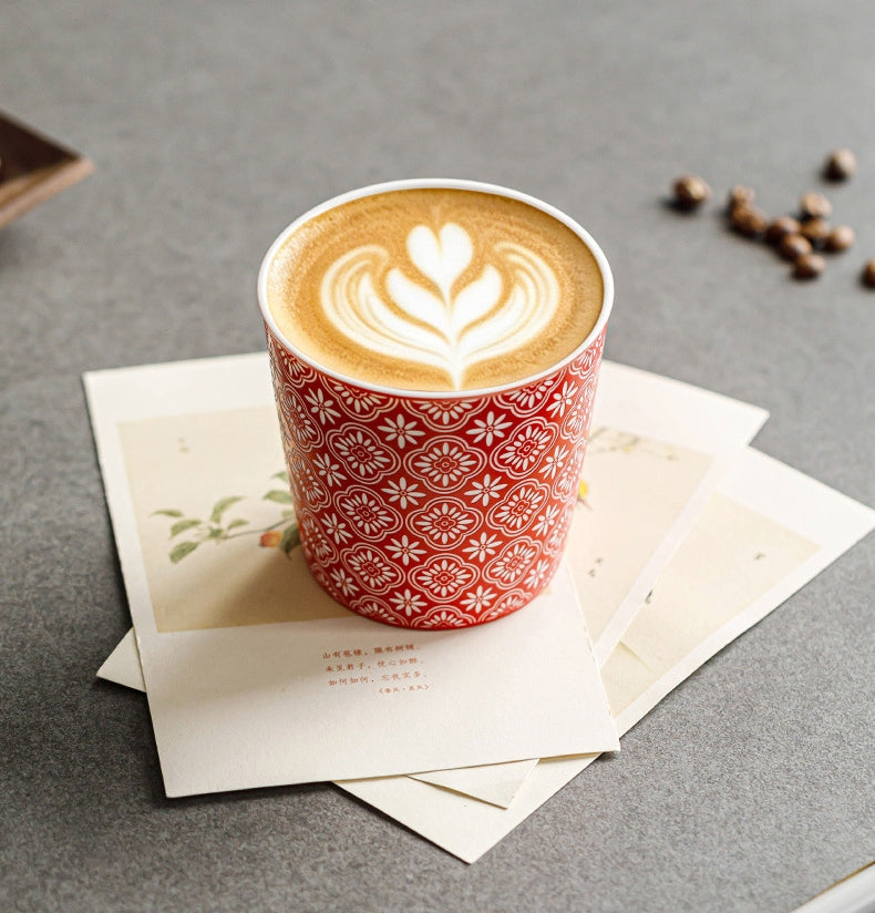 Traditional Treasure‑Pattern Ceramic Coffee Cup