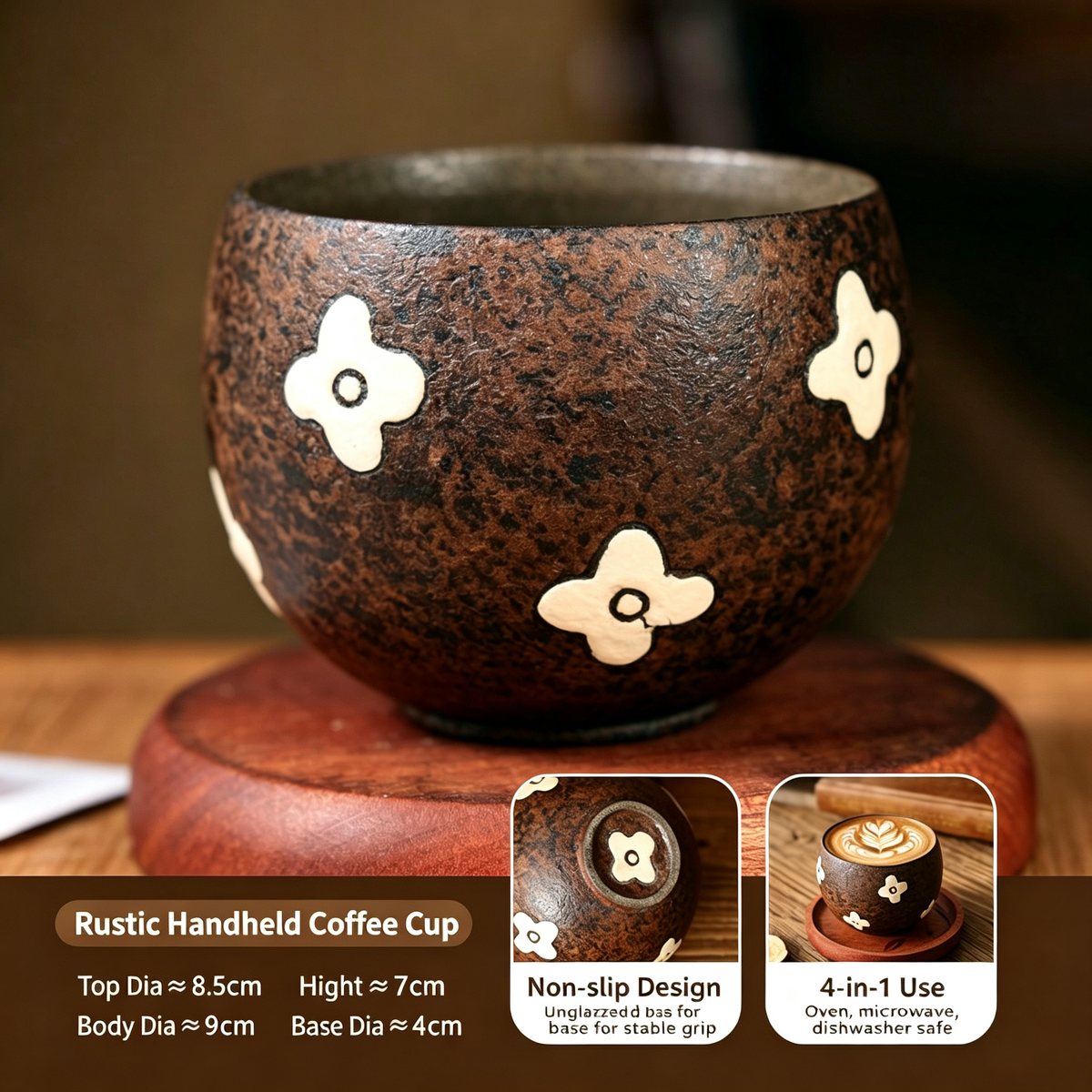 300ml Handmade Floral Ceramic Coffee Cup | Ceravor