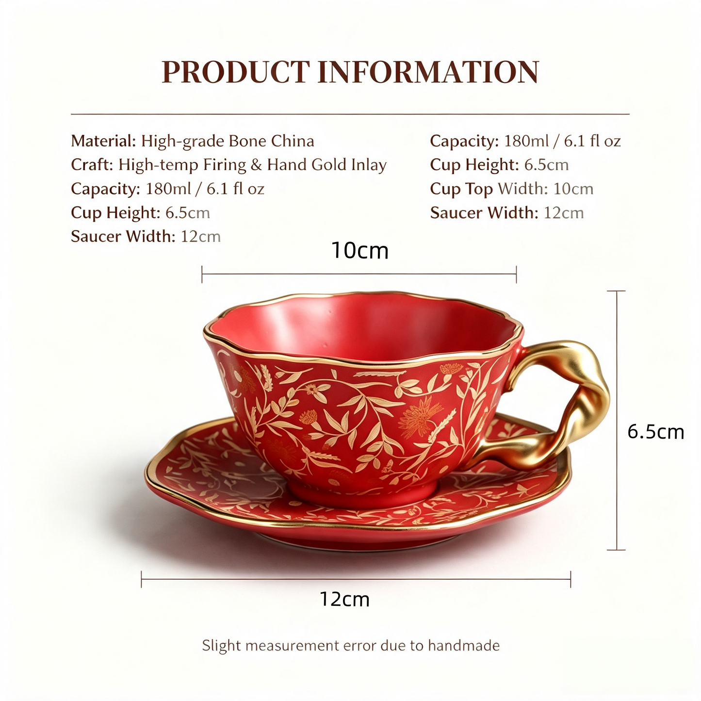 Ceravor Imperial Bloom Enamel Ceramic Cup & Saucer Set