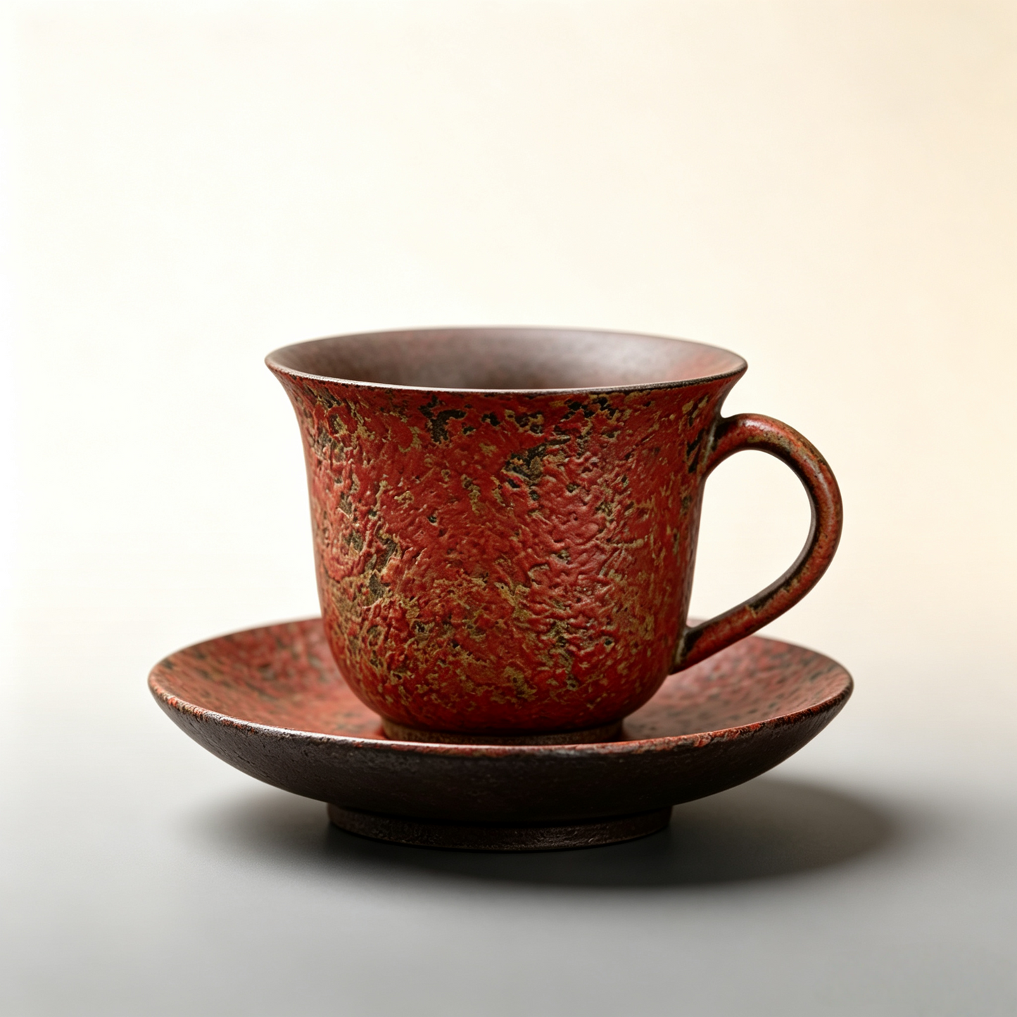 Ceravor Ember Rust Rustic Glaze Ceramic Espresso Cup & Saucer Set | Handmade Coffee Cup