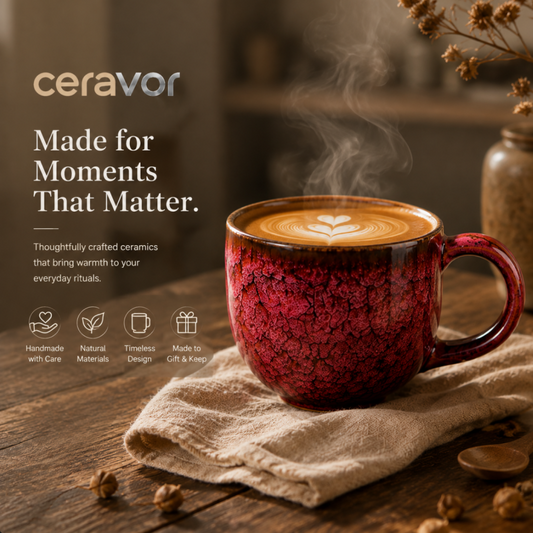 Ceravor Crimson Crackle Glaze Ceramic Mug