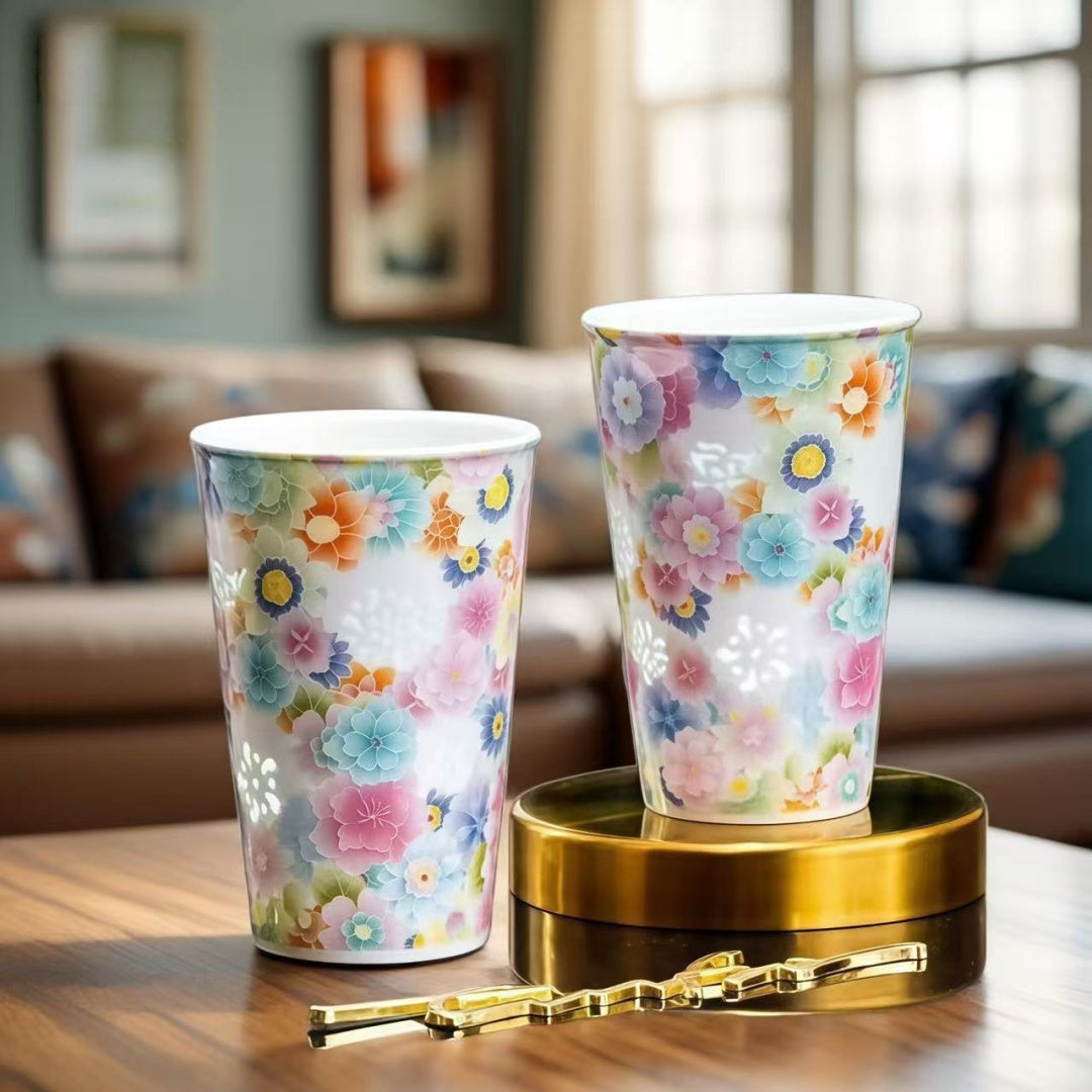 Ceravor Thousand Flowers Pattern Ceramic Multi-Purpose Cup - 380ml