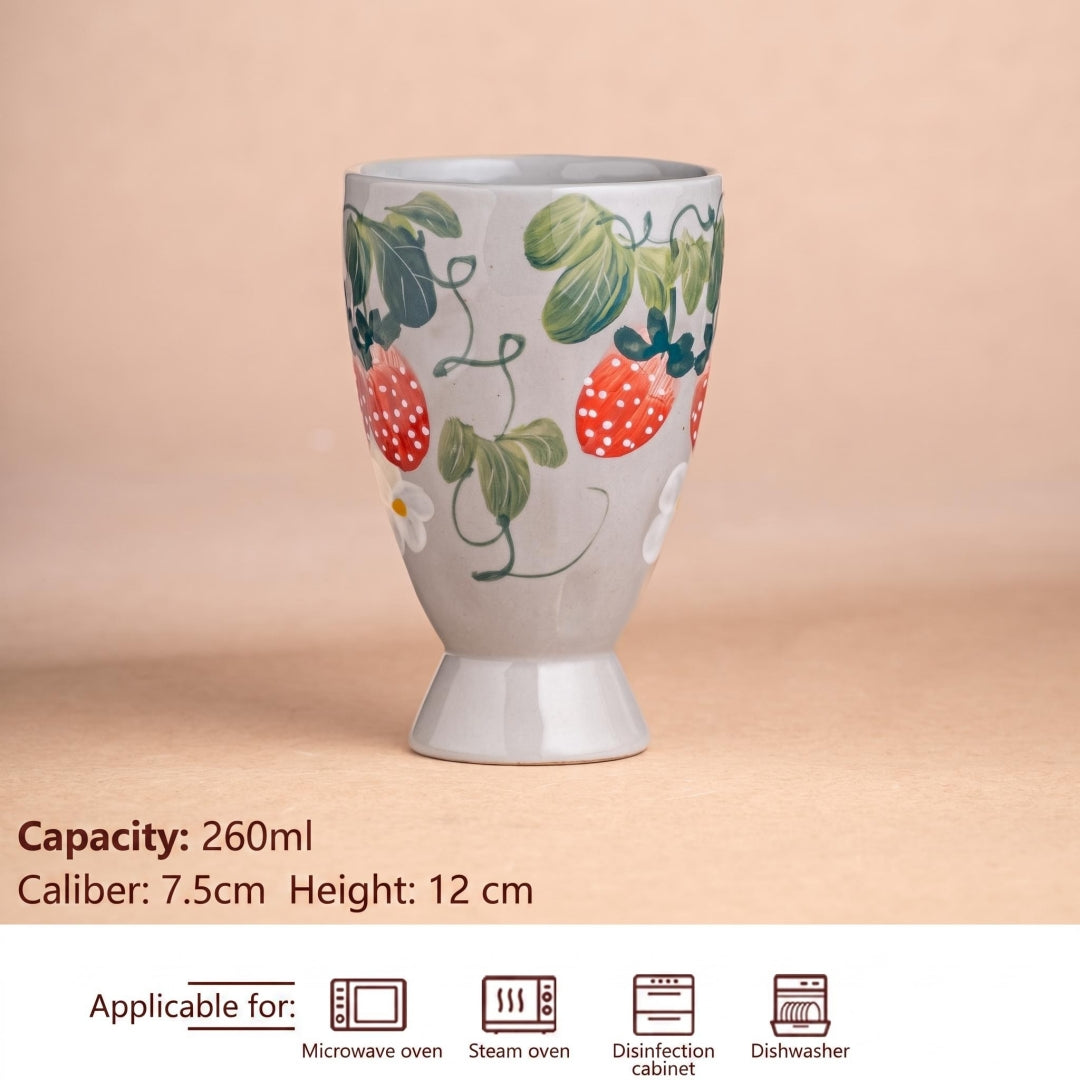 Ceravor Hand-painted Fruit & Floral Footed Ceramic Cup