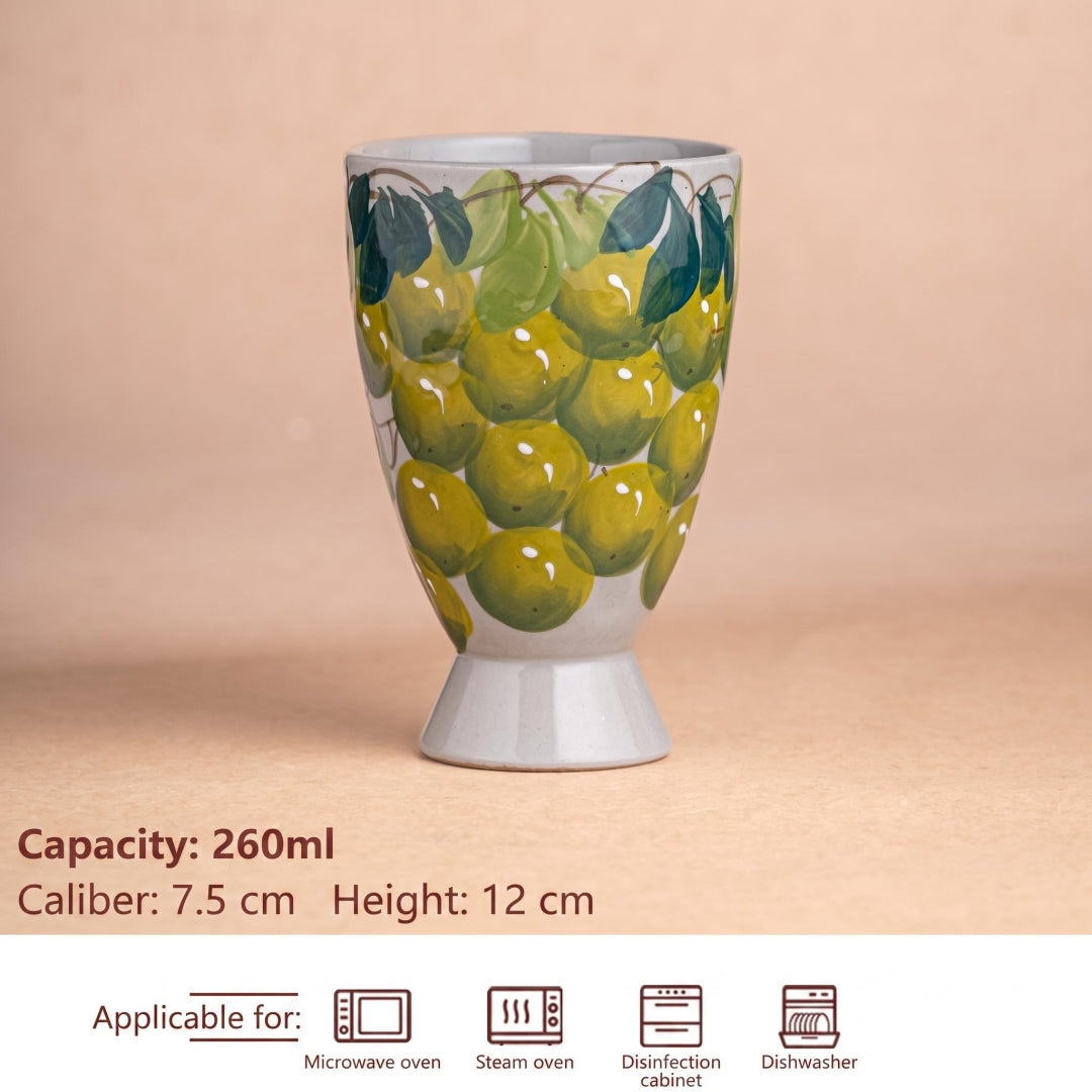 Ceravor Hand-painted Fruit & Floral Footed Ceramic Cup