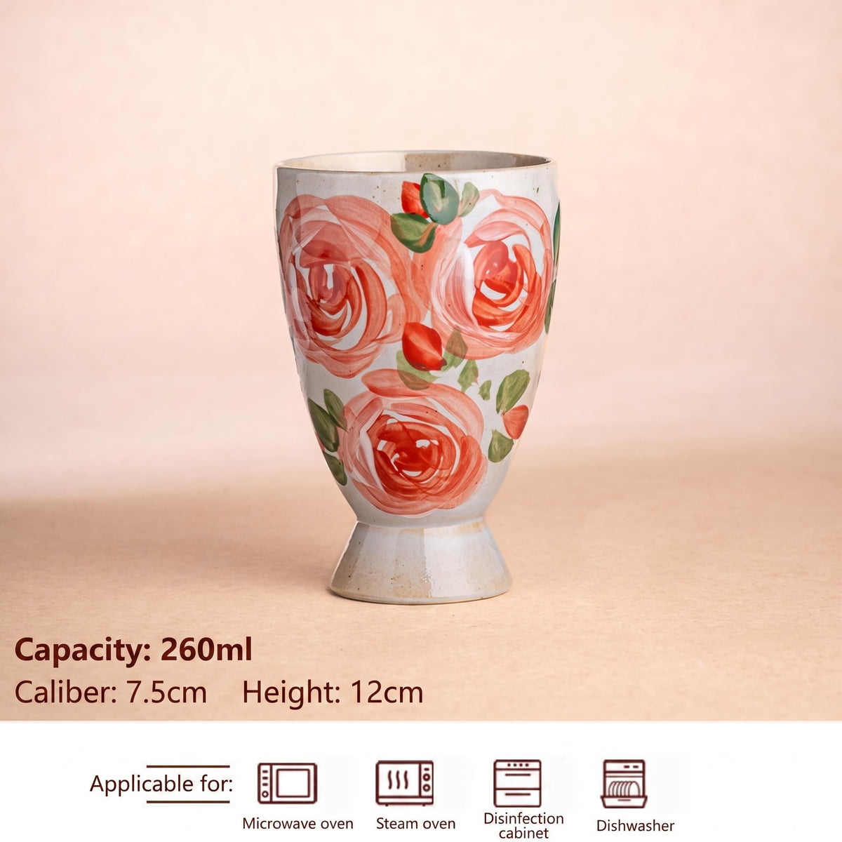 Ceravor Hand-painted Fruit & Floral Footed Ceramic Cup