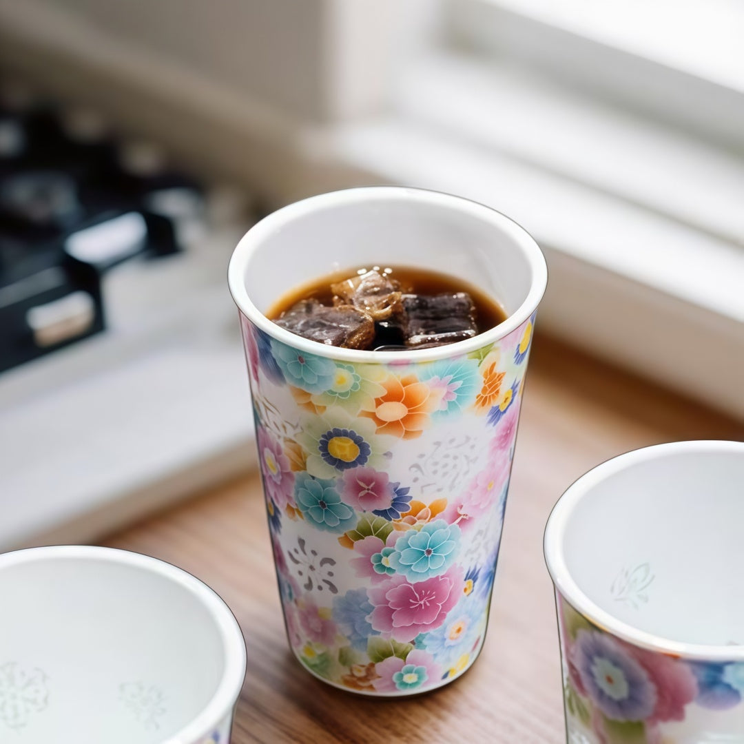 Ceravor Thousand Flowers Pattern Ceramic Multi-Purpose Cup - 380ml
