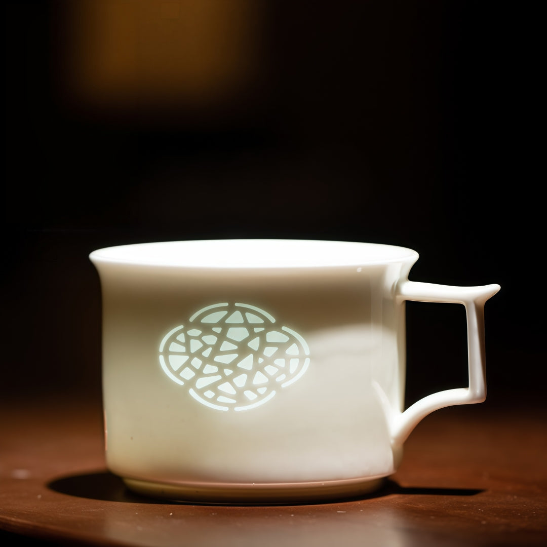 Ceravor starry night iridescent ceramic teacup showing galaxy blue interior