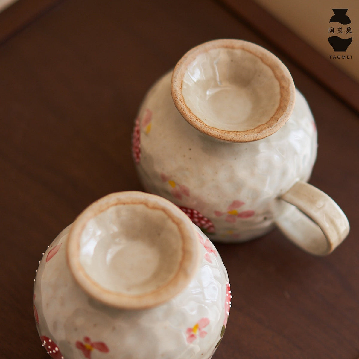 Bottom view of Ceravor strawberry footed mug showing rustic base