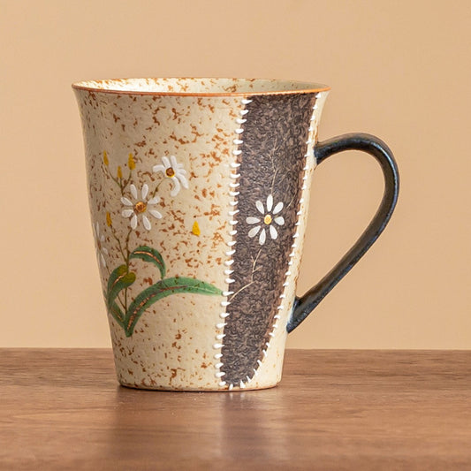 Ceravor Hand-painted Daisy Rustic Ceramic Coffee Cup