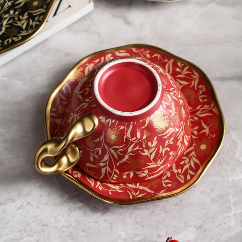 Ceravor Imperial Bloom Enamel Ceramic Cup & Saucer Set