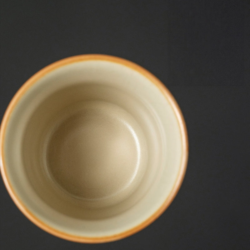 Interior view of Ceravor retro ceramic cup showing smooth glaze