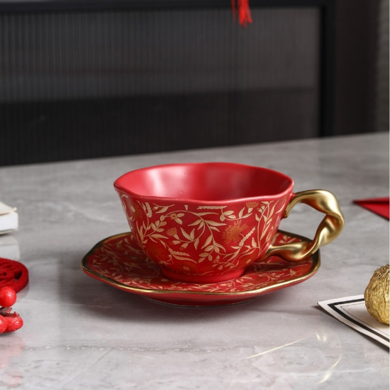 Ceravor Imperial Bloom Enamel Ceramic Cup & Saucer Set