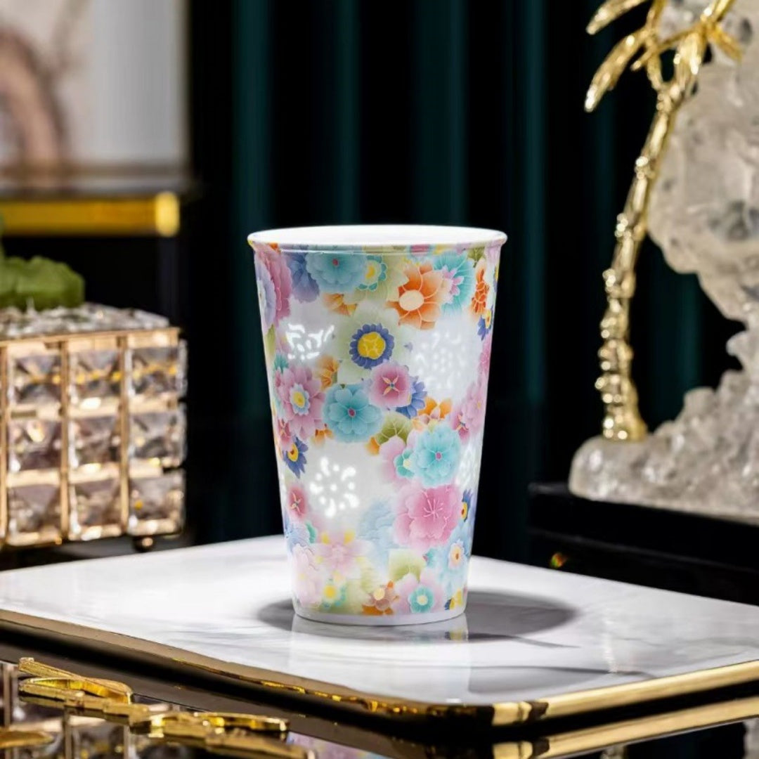 Ceravor Thousand Flowers Pattern Ceramic Multi-Purpose Cup - 380ml