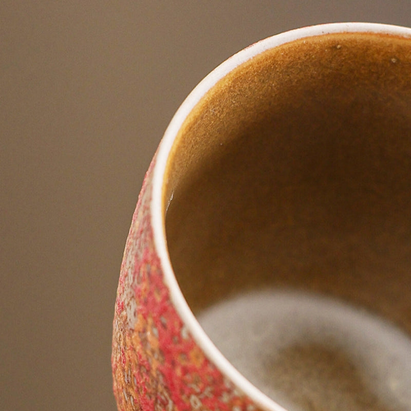 Ceravor Crimson Stardust Rustic Glaze Ceramic Cup & Saucer Set