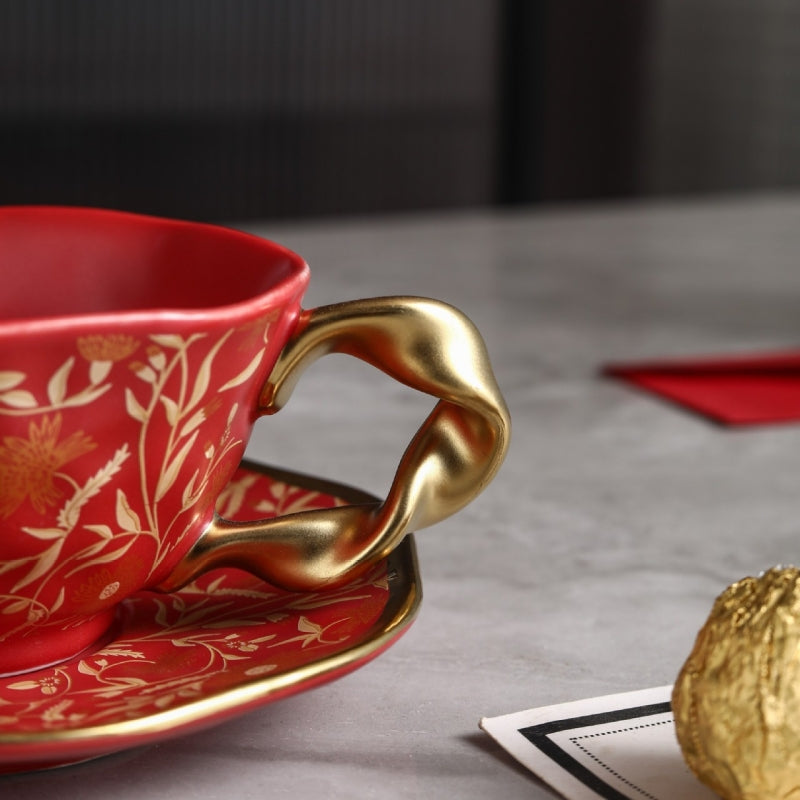 Ceravor Imperial Bloom Enamel Ceramic Cup & Saucer Set