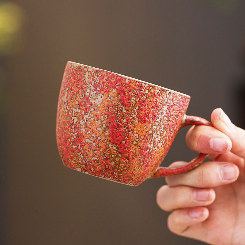 Ceravor Crimson Stardust Rustic Glaze Ceramic Cup & Saucer Set