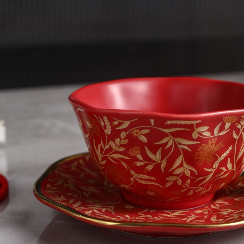 Ceravor Imperial Bloom Enamel Ceramic Cup & Saucer Set
