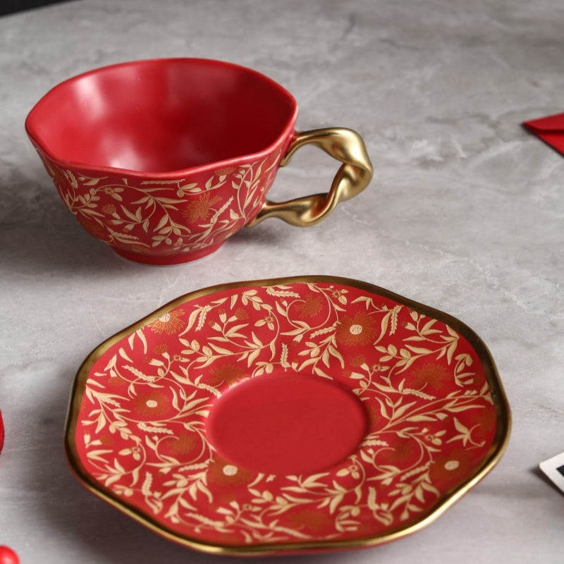 Ceravor Imperial Bloom Enamel Ceramic Cup & Saucer Set
