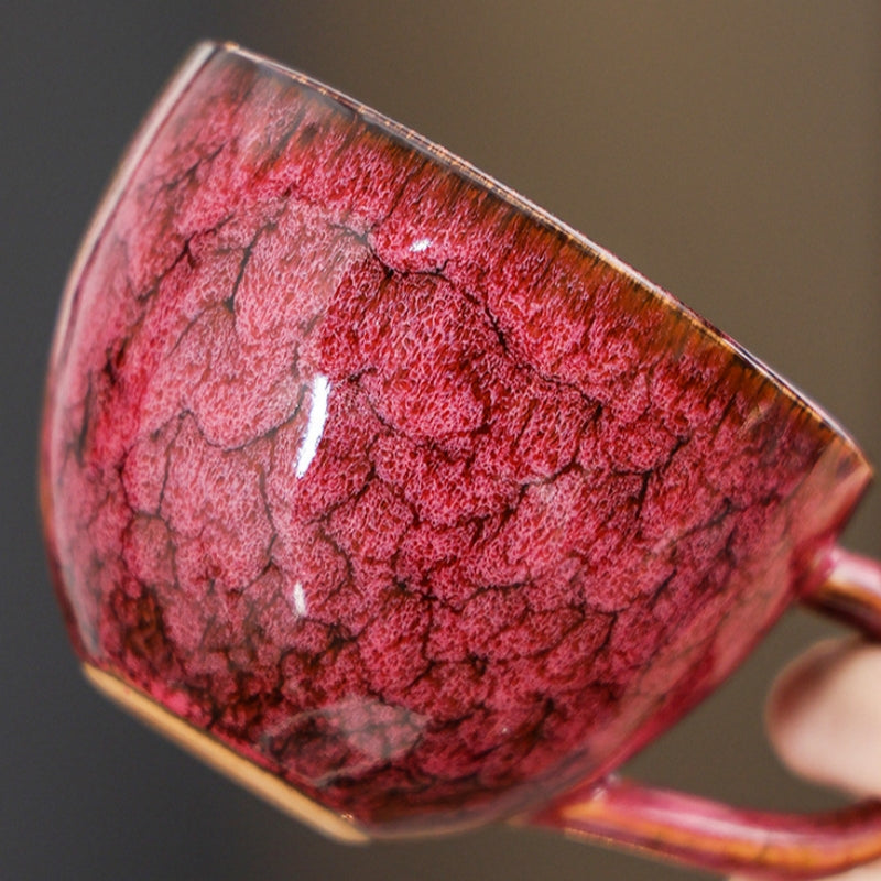 Ceravor crimson crackle glaze mug lifestyle shot