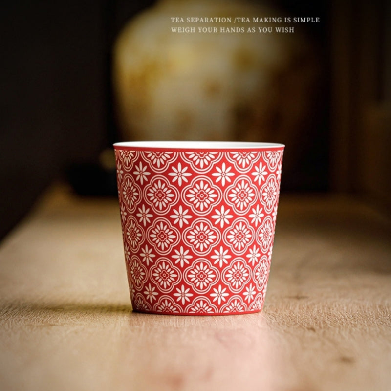 Traditional Treasure‑Pattern Ceramic Coffee Cup
