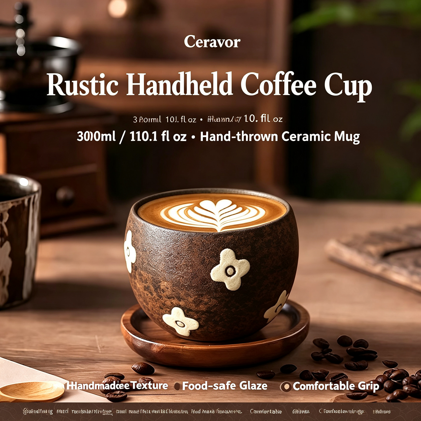 300ml Handmade Floral Ceramic Coffee Cup | Ceravor